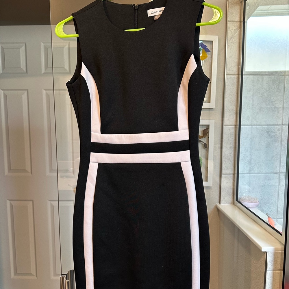 Calvin Klein Black and White Midi Dress